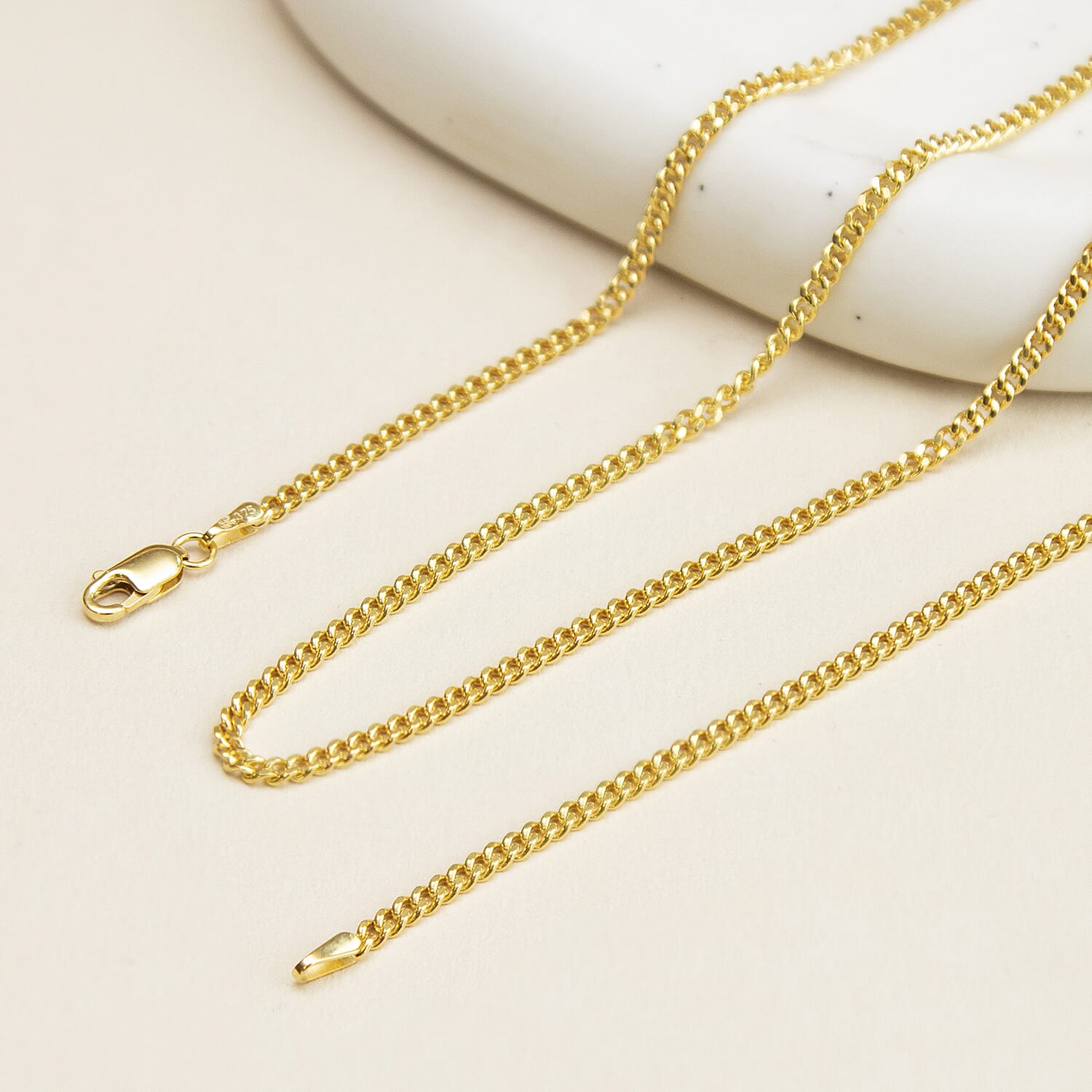 Diamond Cut 2MM Curb Chain 22 Inch in 9K Yellow Gold 6.9g 7577839 2