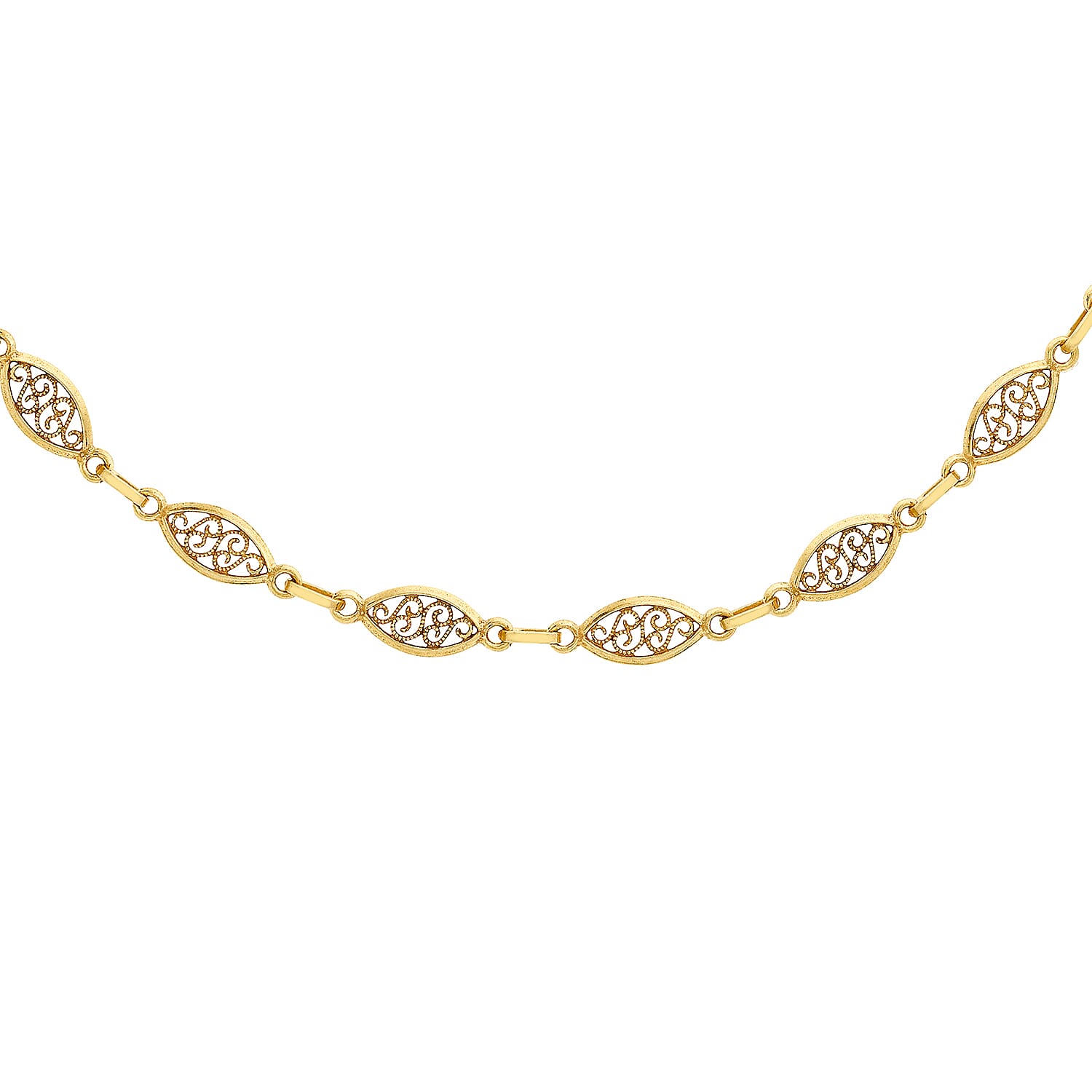9K Yellow Gold Filigree Oval Link Chain 22 Inch 7329815 0
