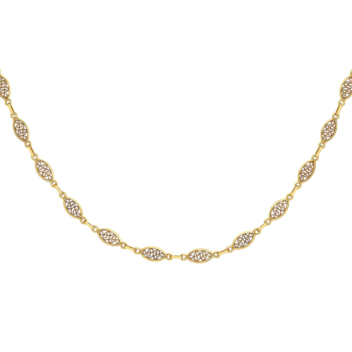 9K Yellow Gold Filigree Oval Link Chain 22 Inch 7329815 4