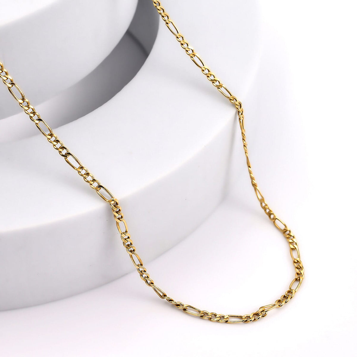 Closeout Deal - 9K Yellow Gold Figaro Chain (Size - 24) with Spring Ring Clasp 7535274 1