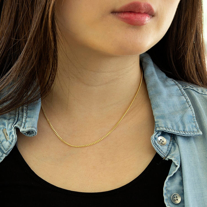9K Yellow Gold High Finish Flat Curb Chain 24 Inch 2.4 grams 7488820 2