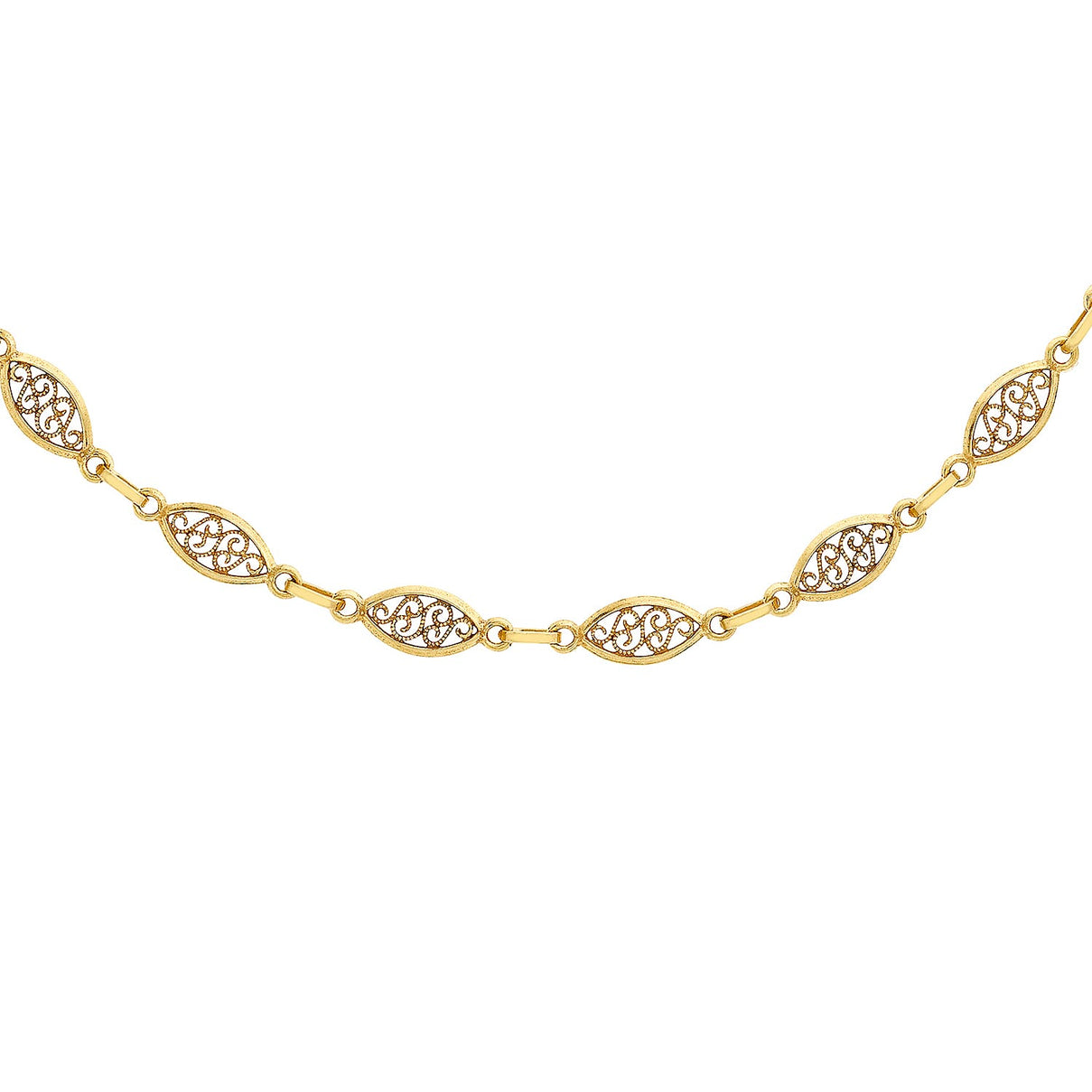 9K Yellow Gold Filigree Oval Link Chain 24 Inch 7329825 0
