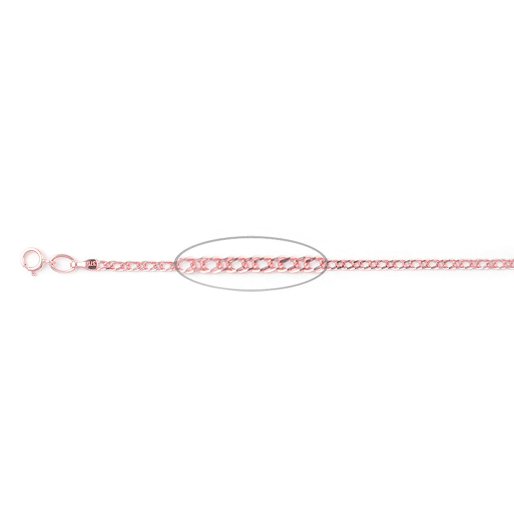 9K Yellow Gold Double Curb Necklace (Size 24) with Spring Ring Clasp