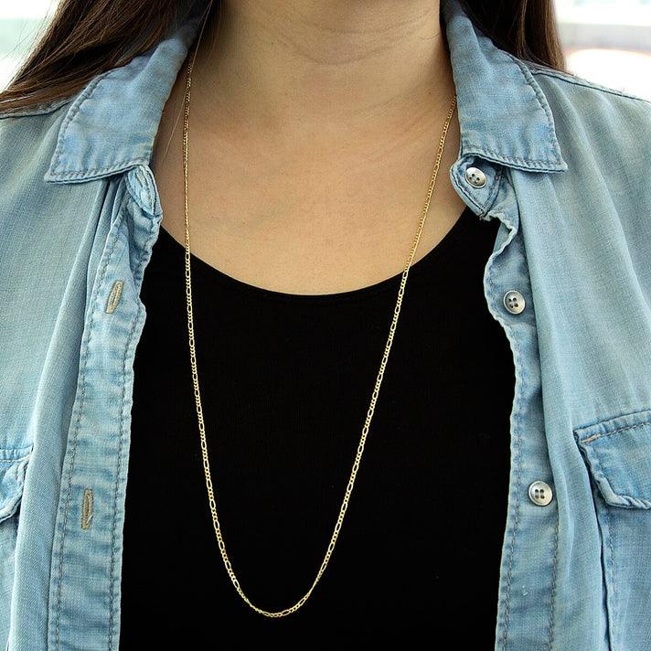 Figaro Chain 30 Inch in 9K Yellow Gold 7579438 2