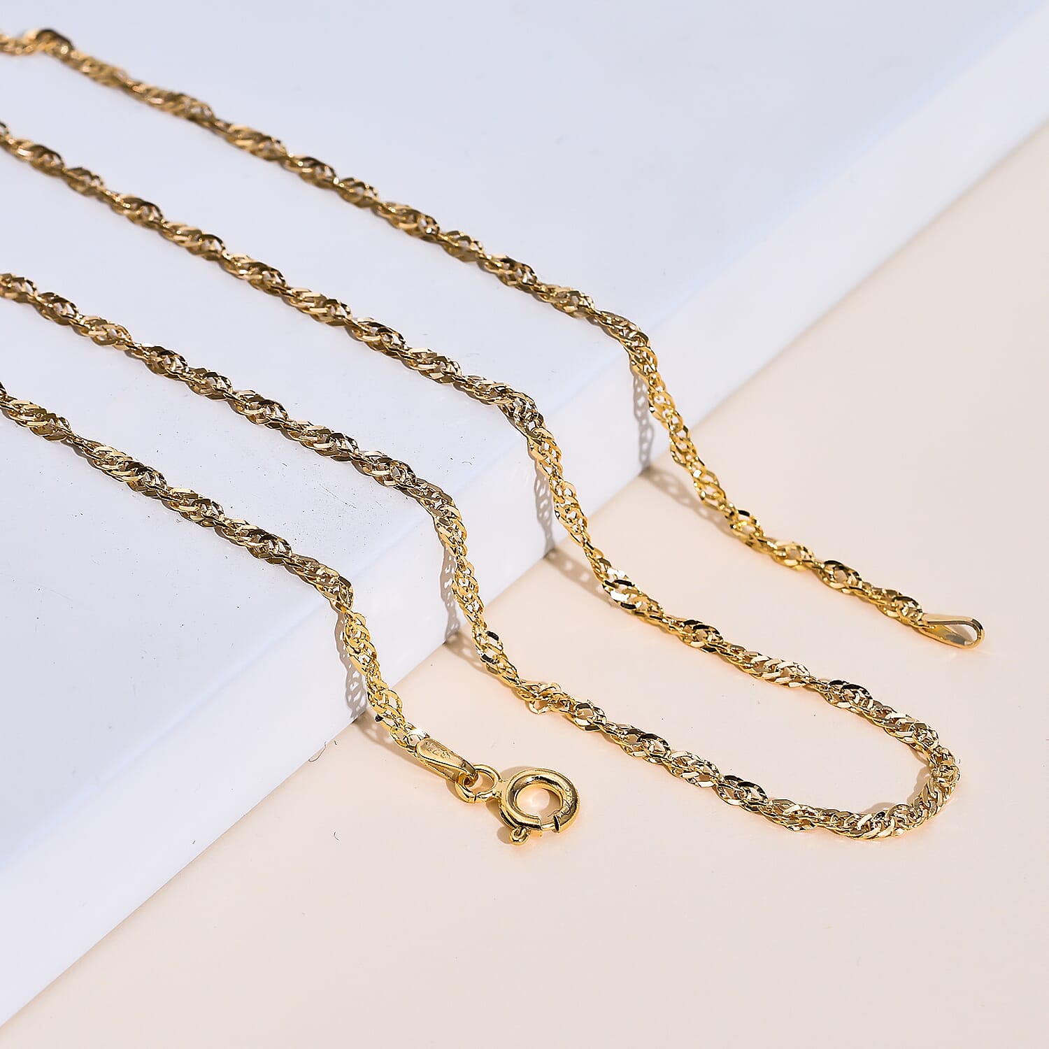 9K Yellow Gold Chain in Diamond Cut Twist Curb Size 20 , Gold Wt. 1.20 Gms 6095499 1