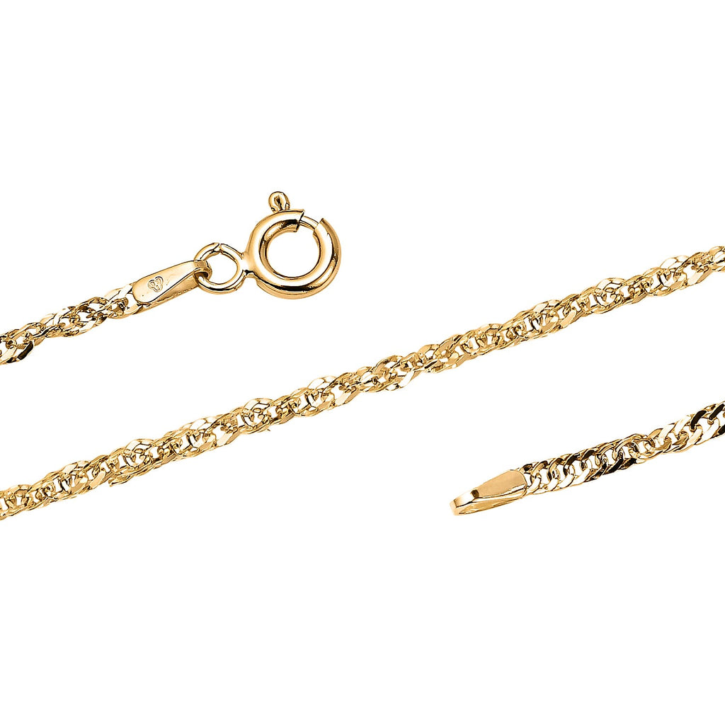 9K Yellow Gold Diamond Cut Twist Curb Chain (Size 20) with Spring Ring Clasp