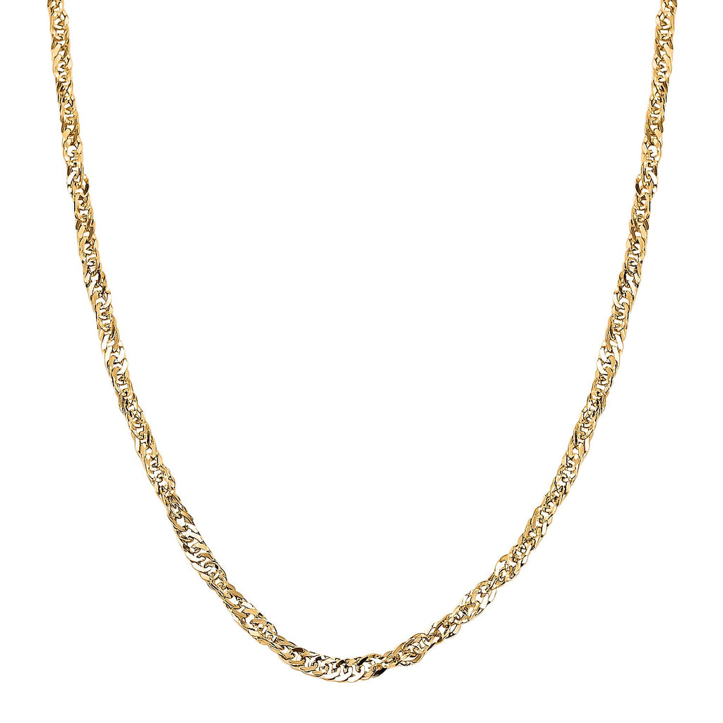9K Yellow Gold Diamond Cut Twist Curb Chain (Size 20) with Spring Ring Clasp