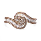 One Time Deal- 9K Yellow Gold Certified Natural Champagne Diamond and White Diamond Ring 1.00 Ct