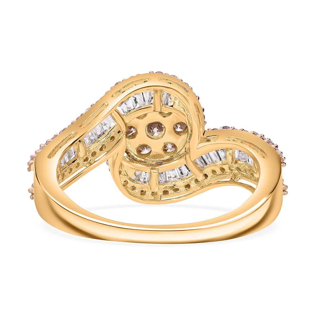 9K Yellow Gold Natural Champagne Diamond and White Diamond Cluster Ring 1.00 Ct 7808265 5