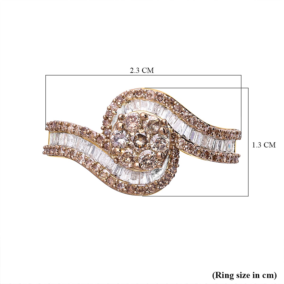 9K Yellow Gold Natural Champagne Diamond and White Diamond Cluster Ring 1.00 Ct 7808265 6