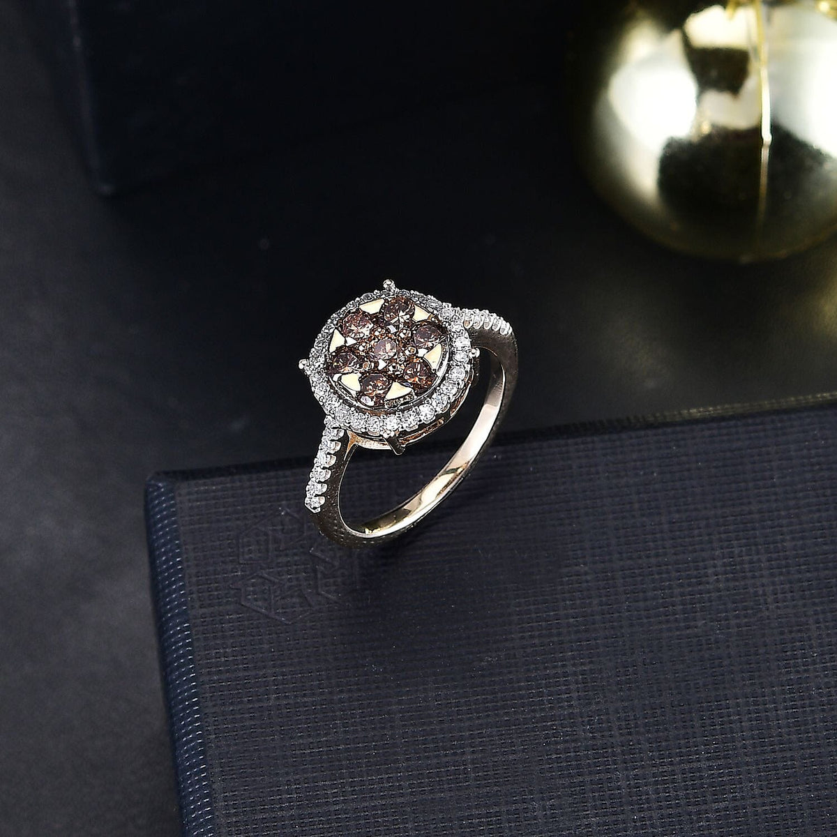 9K Yellow Gold Natural Champagne Diamond and White Diamond Ring 8031662 2