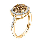 9K Yellow Gold SGL Certified Natural Champagne Diamond & White Diamond Ring 1.00 Ct.