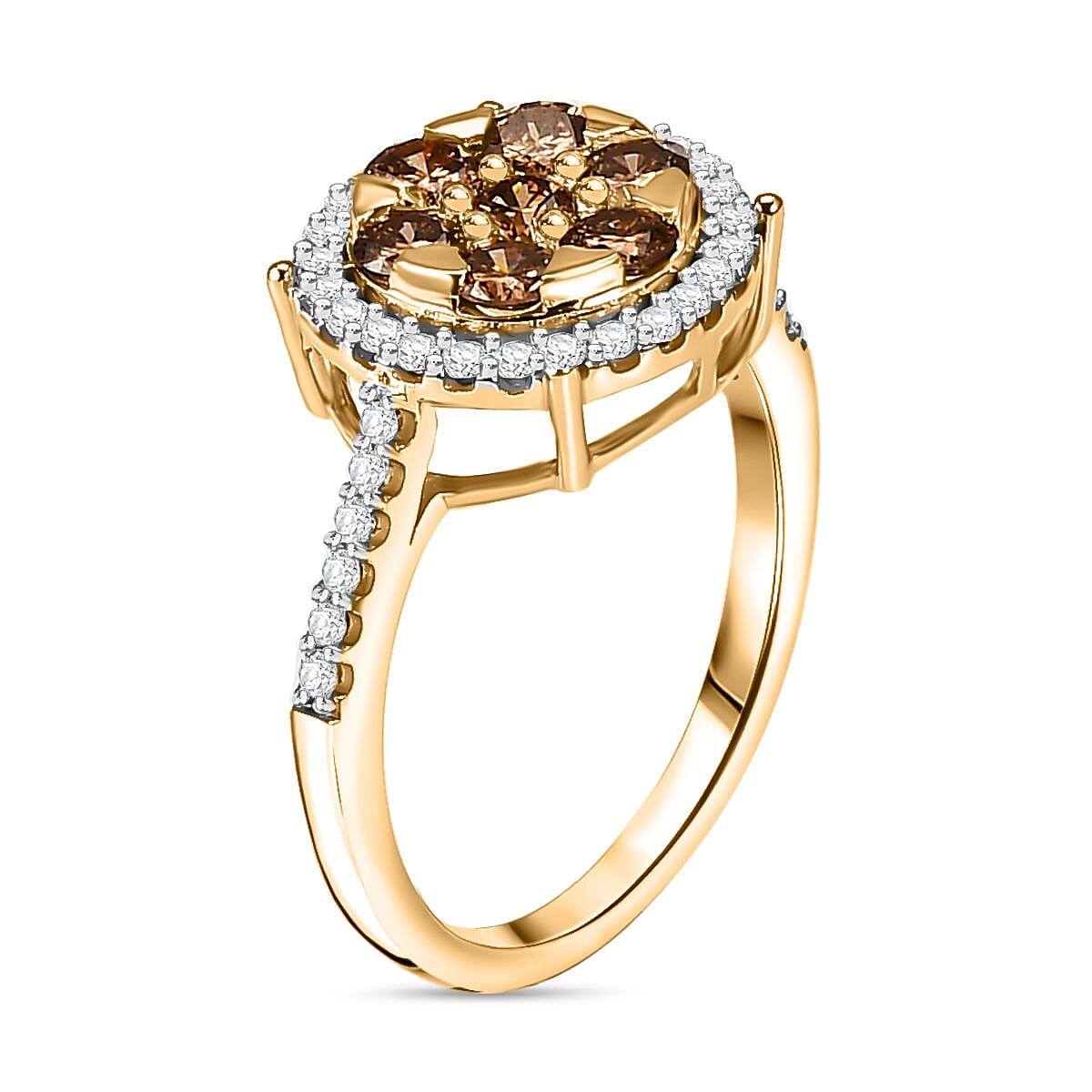 9K Yellow Gold Natural Champagne Diamond and White Diamond Ring 8031662 4