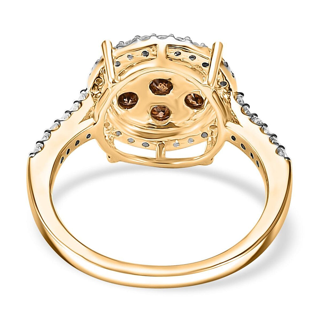 9K Yellow Gold SGL Certified Natural Champagne Diamond & White Diamond Ring 1.00 Ct.
