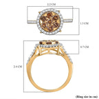 9K Yellow Gold SGL Certified Natural Champagne Diamond & White Diamond Ring 1.00 Ct.