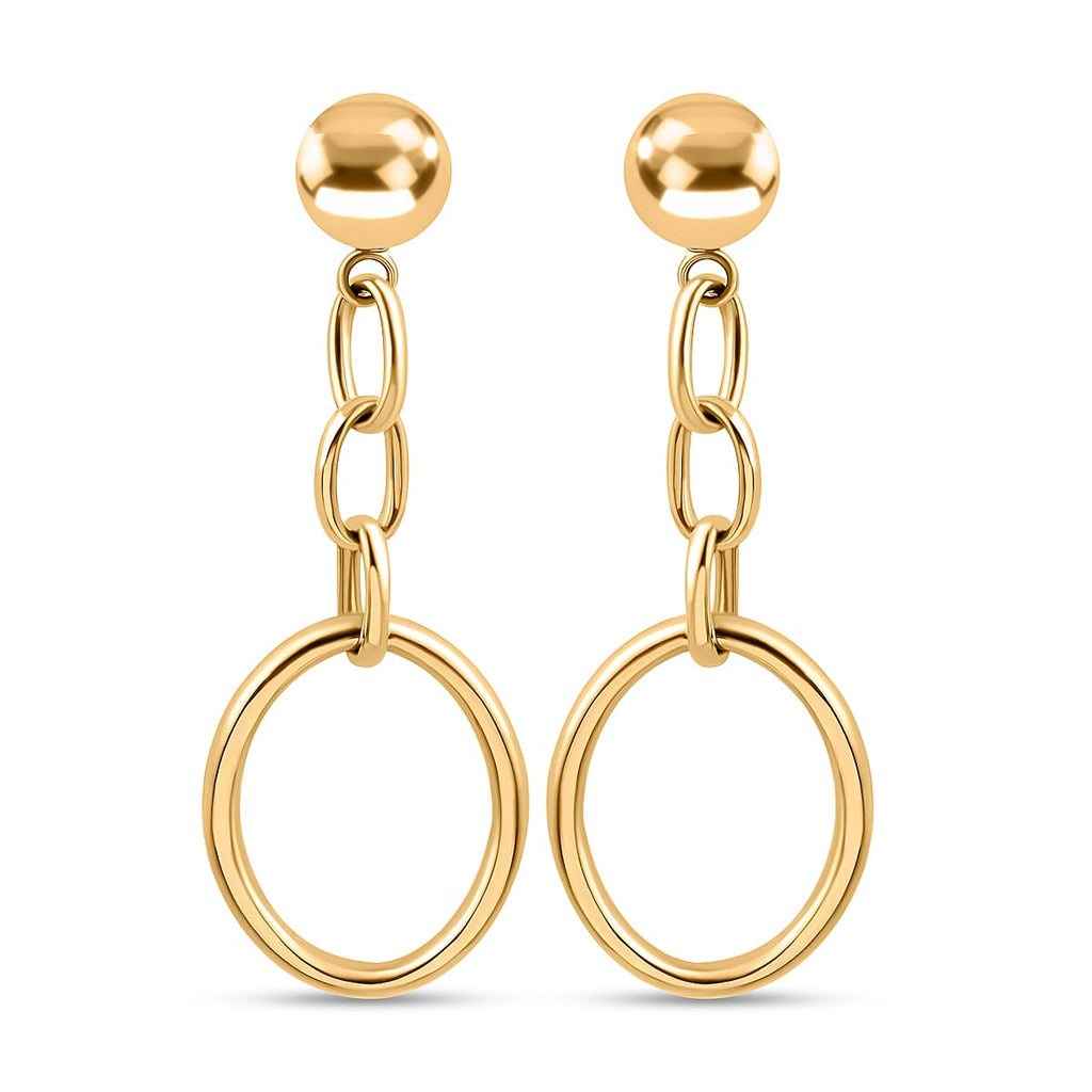 9K Yellow Gold Circle Drop Earrings (With Push Back), Gold Wt. 3.61 Gms(Outer Diameter 57.35x21.00mm).