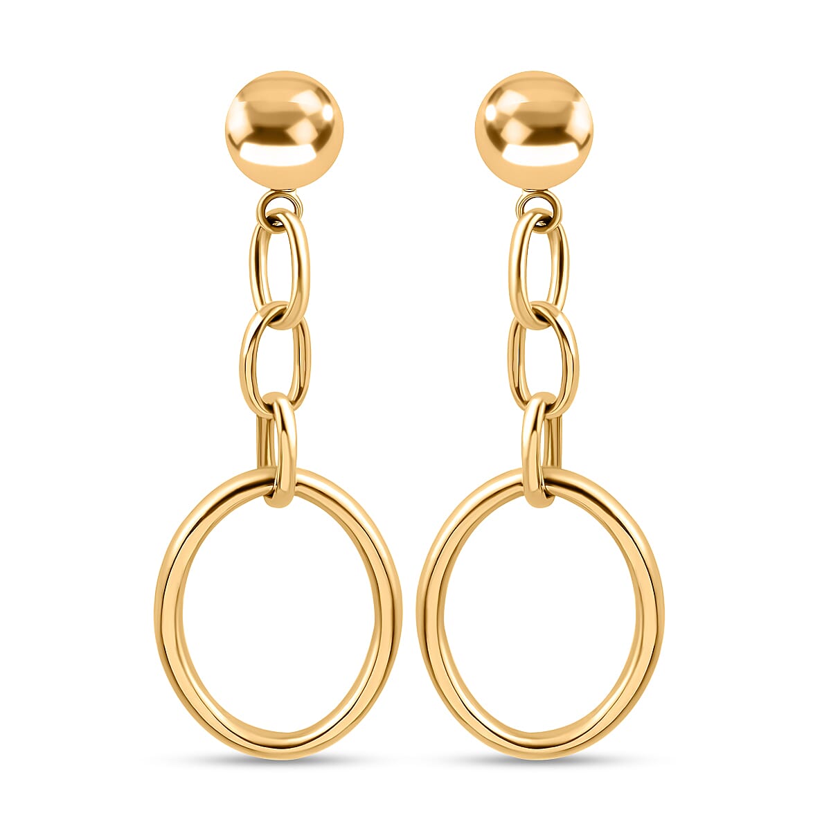 9K Yellow Gold Circle Drop Earrings (With Push Back), Gold Wt. 3.61 Gms(Outer Diameter 57.35x21.00mm). 8894044 0