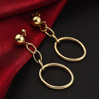 9K Yellow Gold Circle Drop Earrings (With Push Back), Gold Wt. 3.61 Gms(Outer Diameter 57.35x21.00mm).