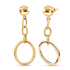 9K Yellow Gold Circle Drop Earrings (With Push Back), Gold Wt. 3.61 Gms(Outer Diameter 57.35x21.00mm).