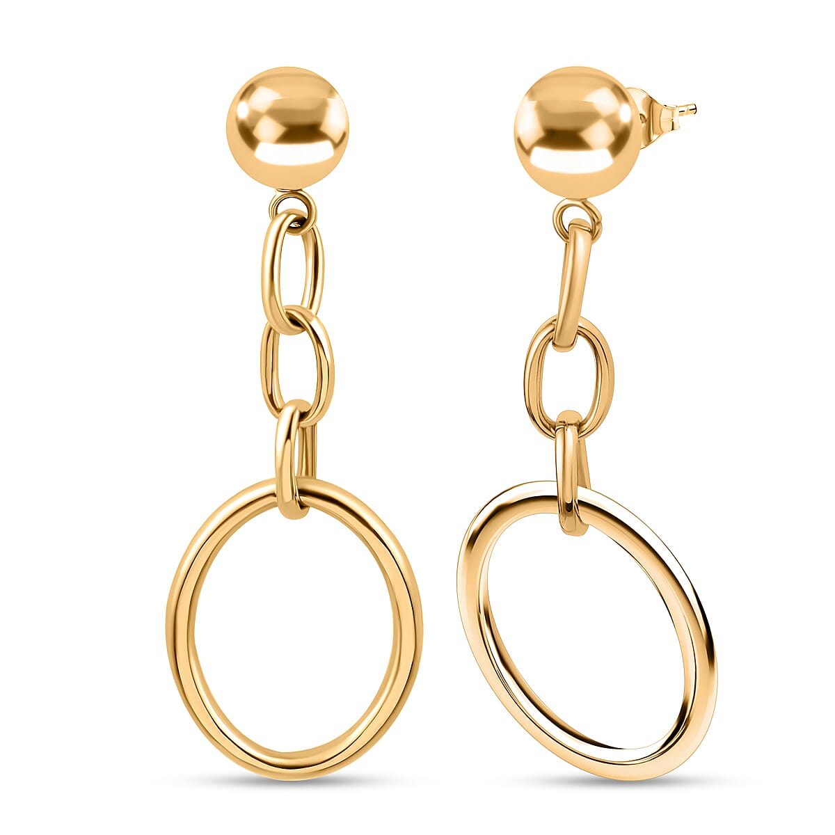 9K Yellow Gold Circle Drop Earrings (With Push Back), Gold Wt. 3.61 Gms(Outer Diameter 57.35x21.00mm). 8894044 2