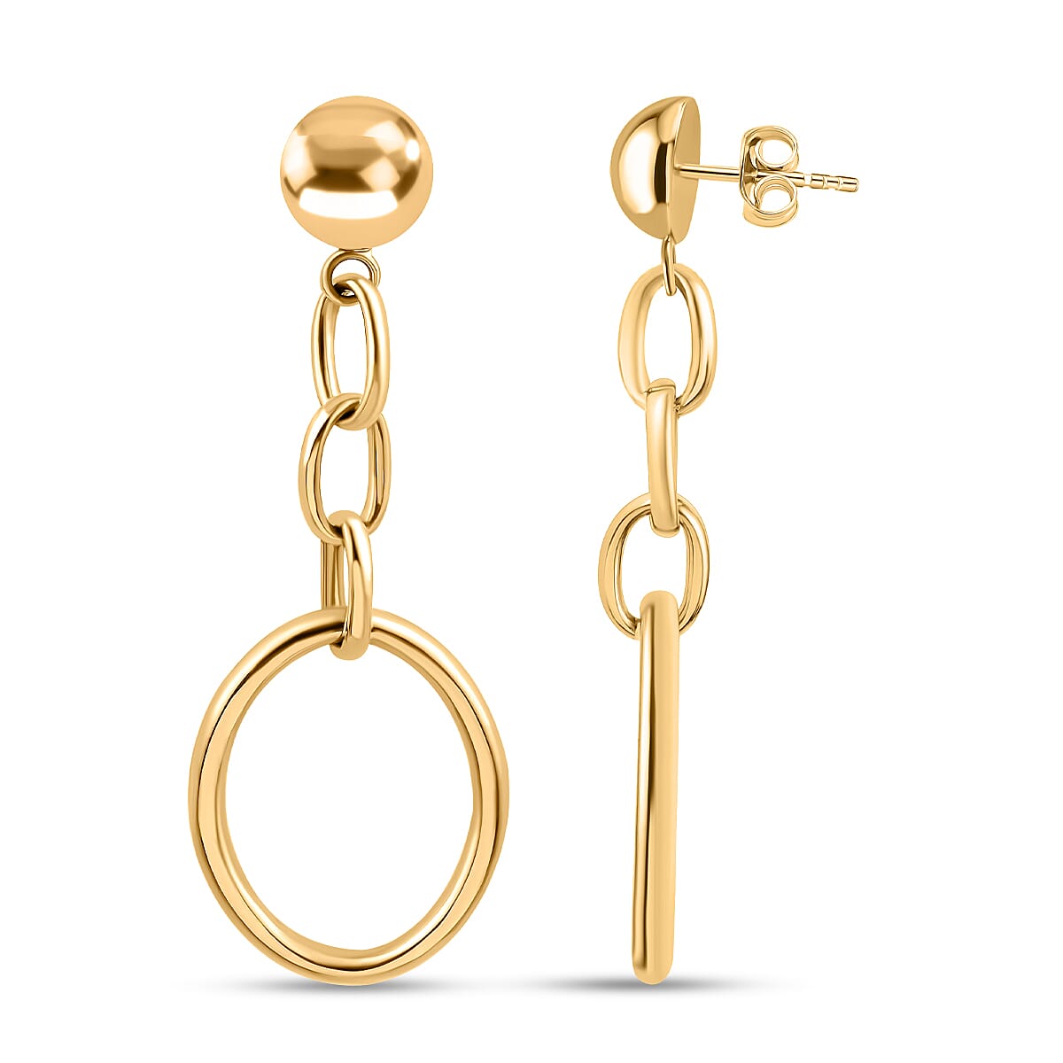 9K Yellow Gold Circle Drop Earrings (With Push Back), Gold Wt. 3.61 Gms(Outer Diameter 57.35x21.00mm). 8894044 3