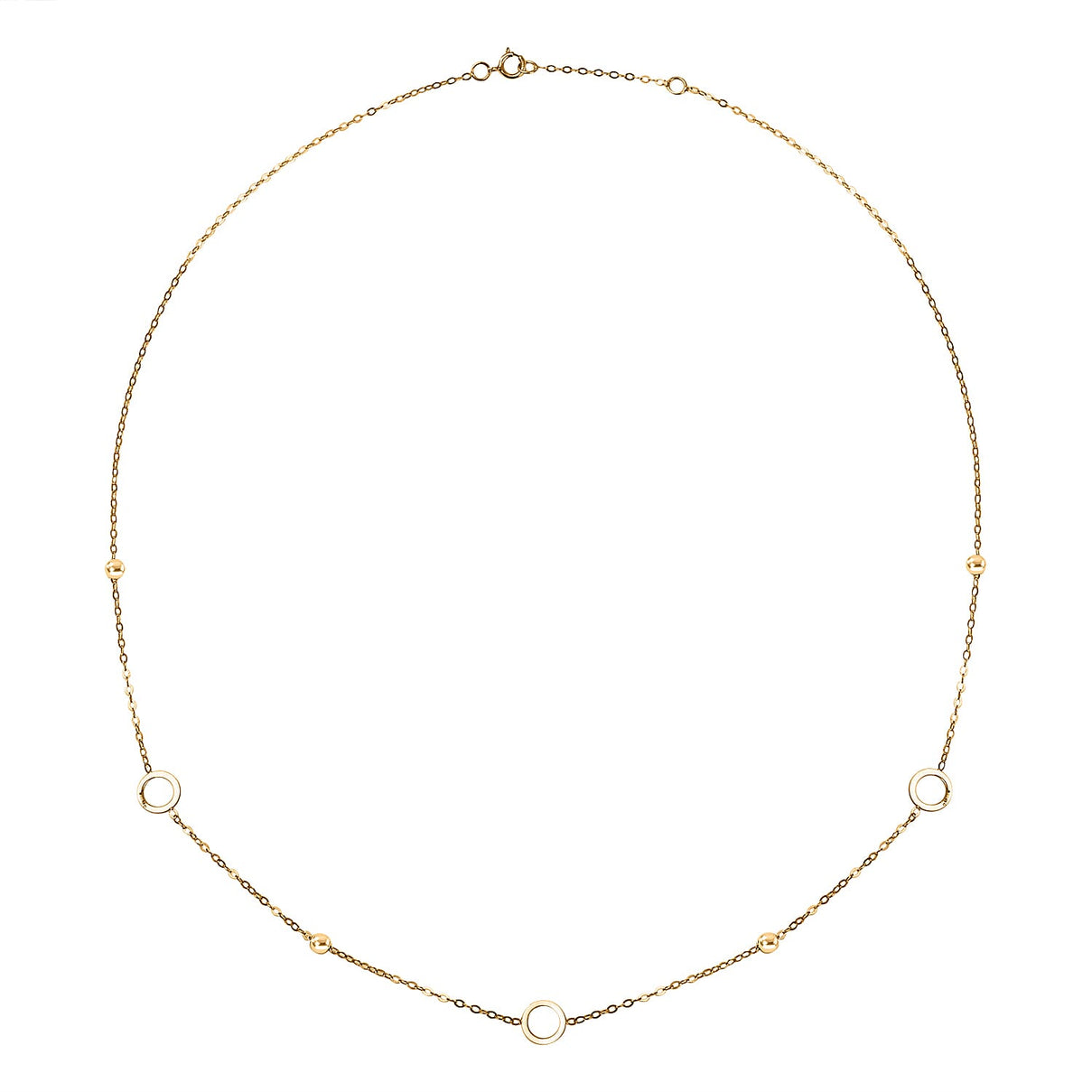 9K Yellow Gold Circle and Beads Necklace (Size - 18) 7628387 0