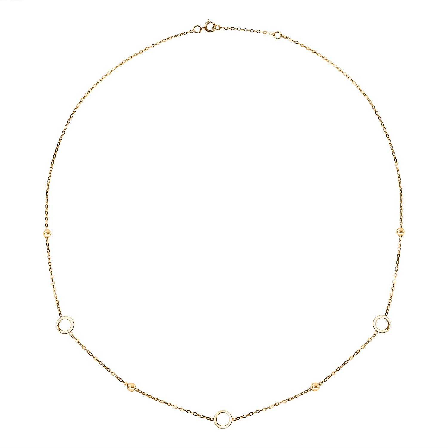 9K Yellow Gold Circle and Beads Necklace (Size - 18) 7628387 0