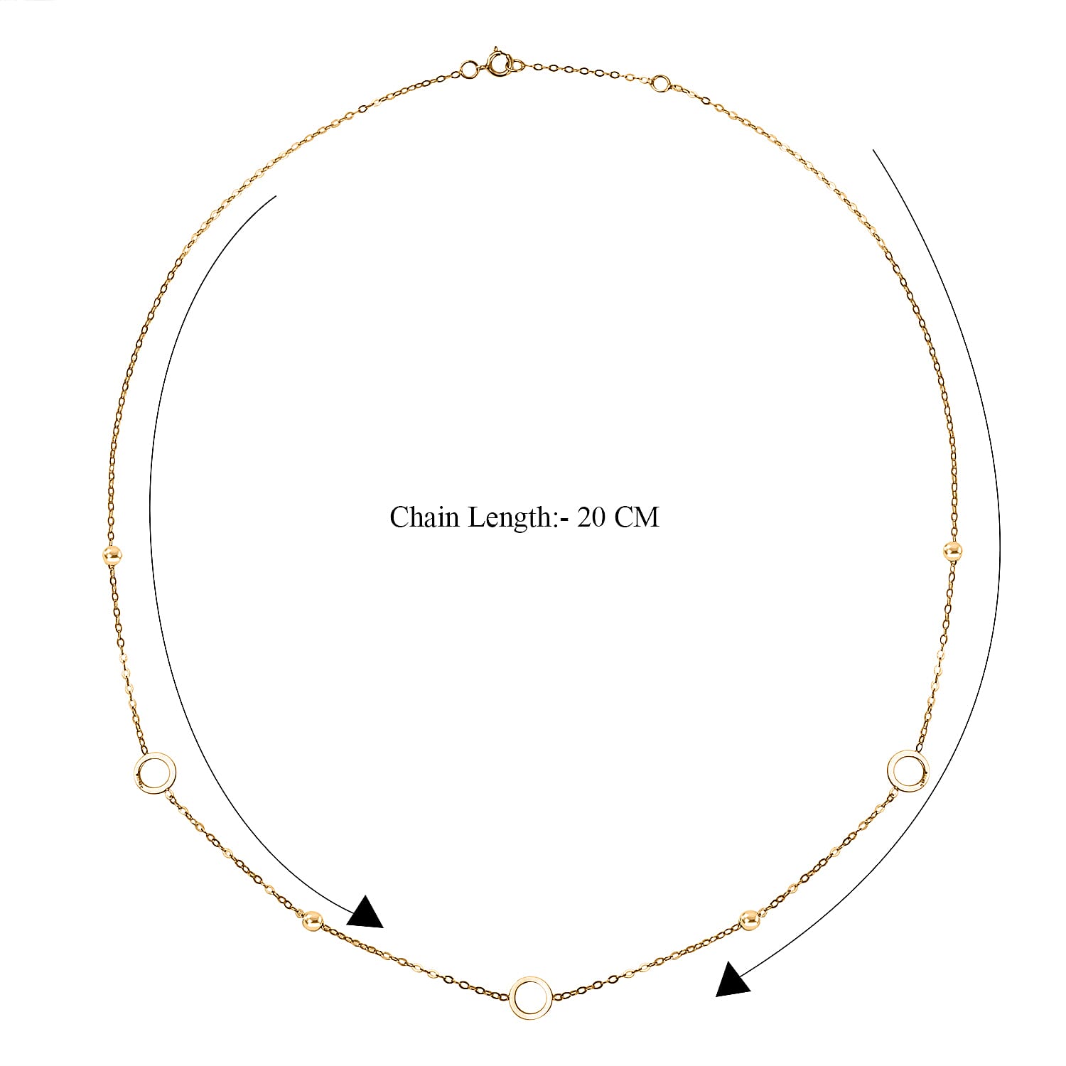 9K Yellow Gold Circle and Beads Necklace (Size - 18) 7628387 4