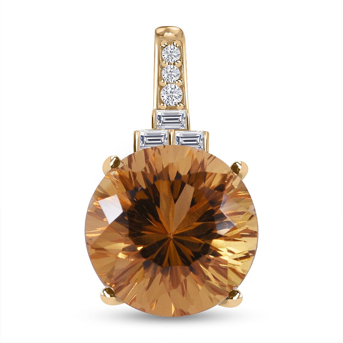 9K Yellow Gold Citrine and Moissanite Pendant 10.62 Ct. 7555005 0