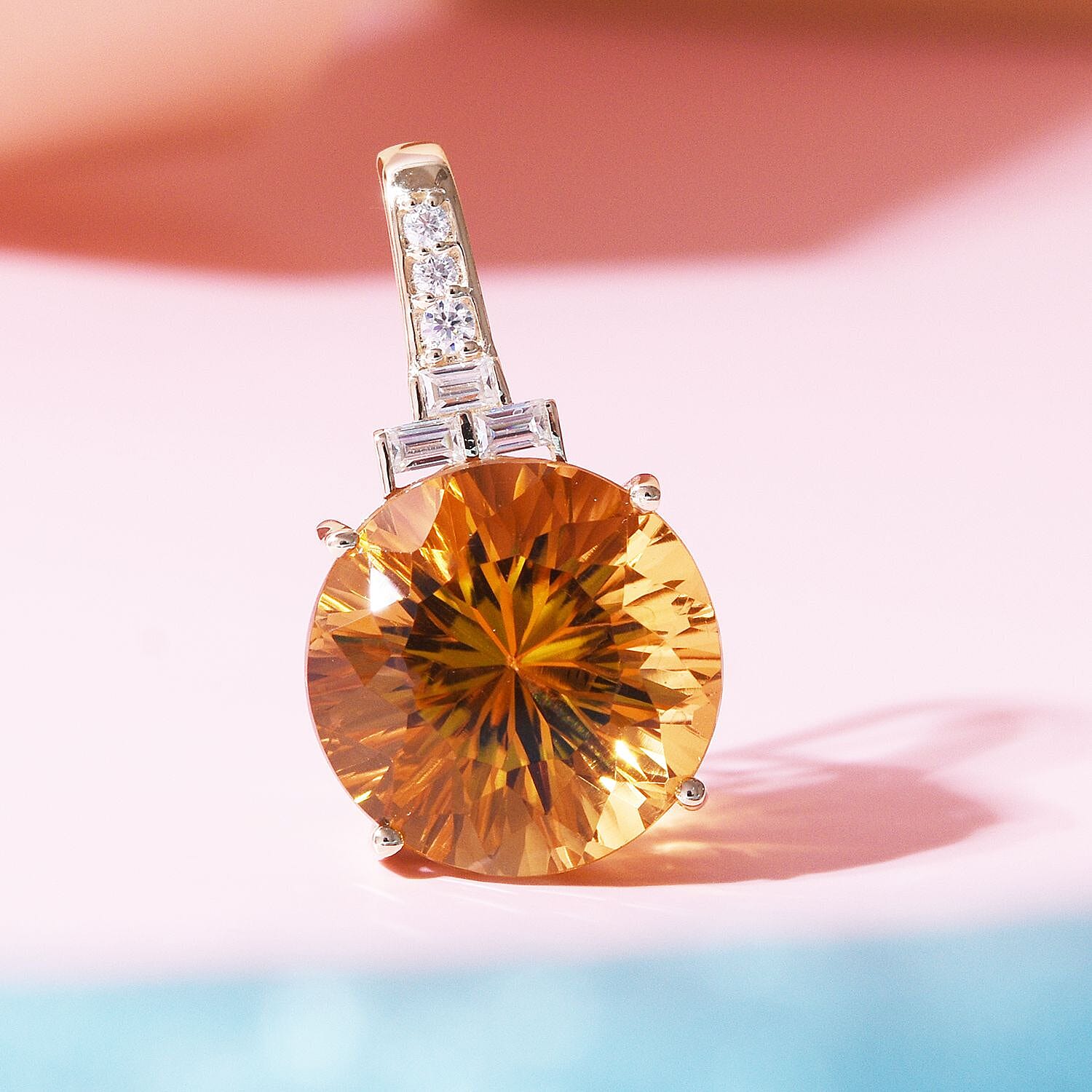 9K Yellow Gold Citrine and Moissanite Pendant 10.62 Ct. 7555005 1