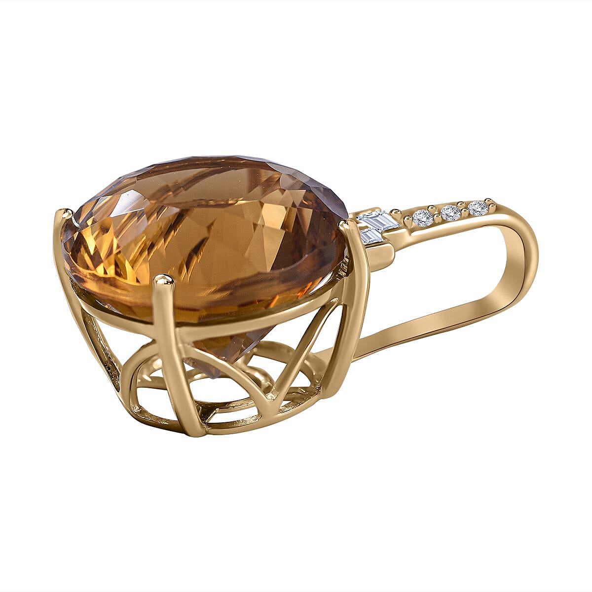 9K Yellow Gold Citrine and Moissanite Pendant 10.62 Ct. 7555005 3