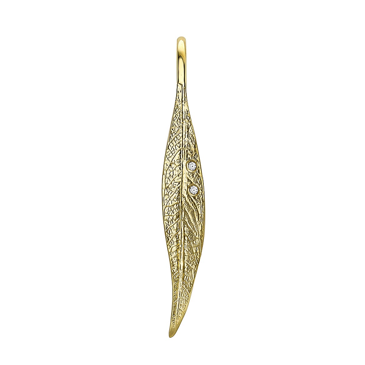9K Yellow Gold Combodian Zircon 4.5 mm x 33mm Leaf Pendant 7159880 0