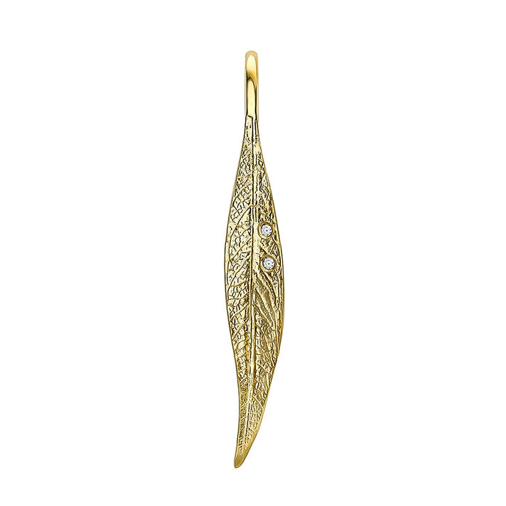 9K Yellow Gold Combodian Zircon 4.5 mm x 33mm Leaf Pendant 7159880 1