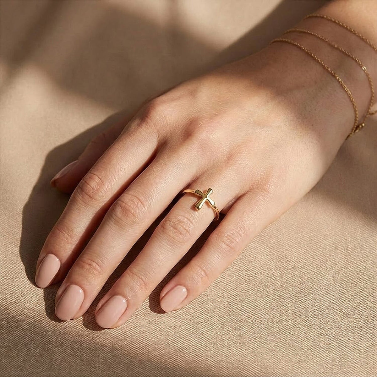 9K Yellow Gold Cross Ring 8251525 2