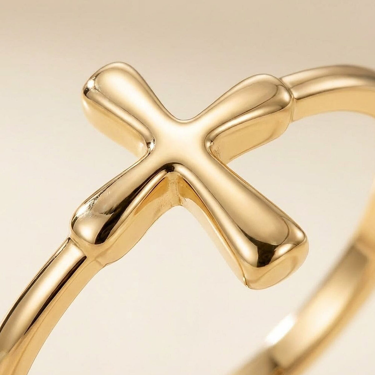 9K Yellow Gold Cross Ring 8251525 4