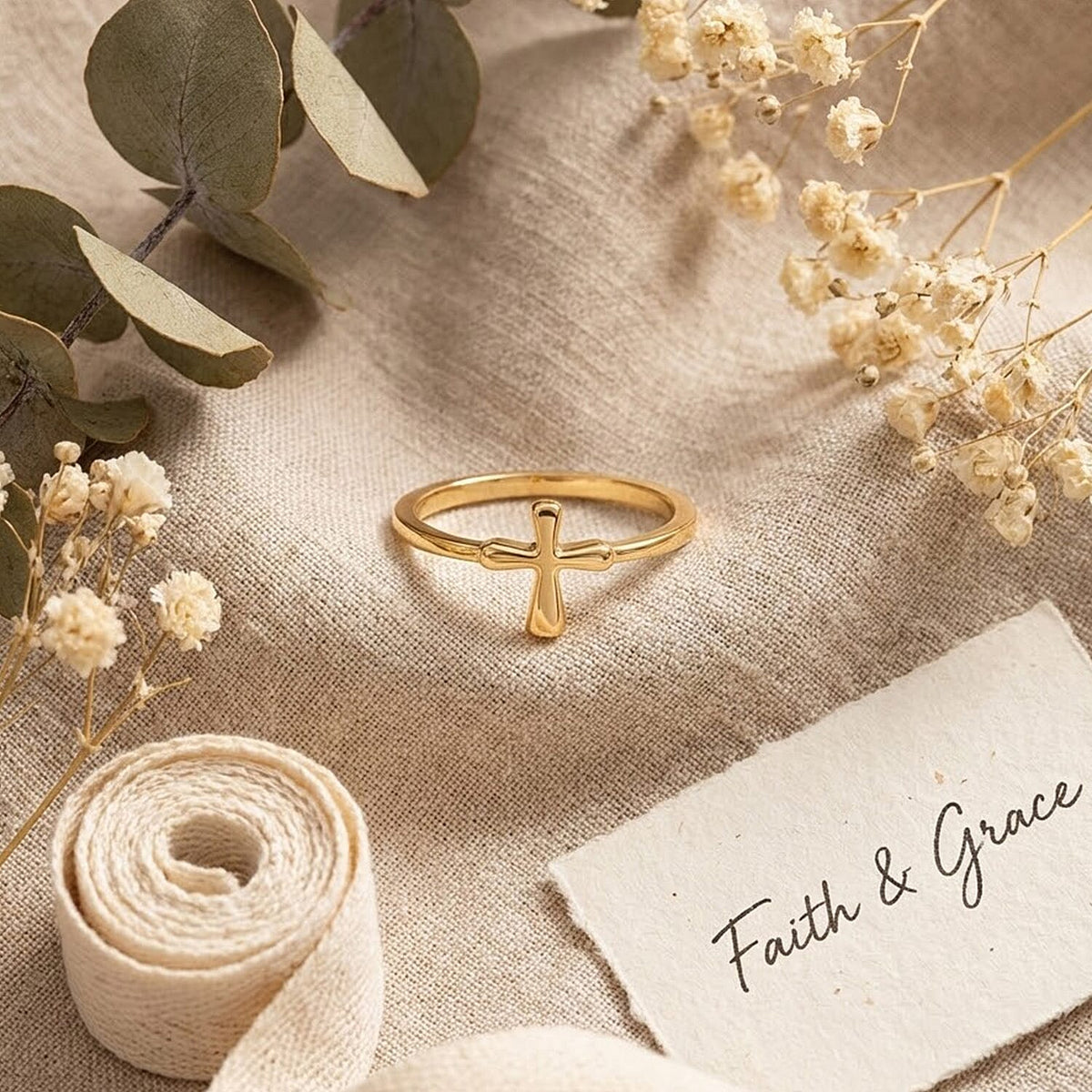 9K Yellow Gold Cross Ring 8251525 5