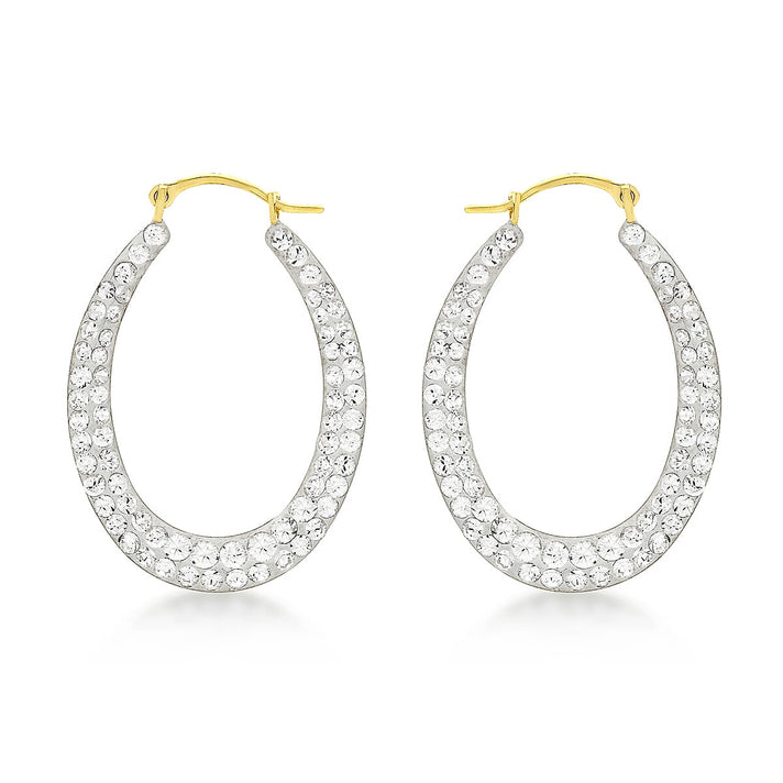 9K Yellow Gold Crystalique 19mm X 26mm Oval Earrings 7078144 1