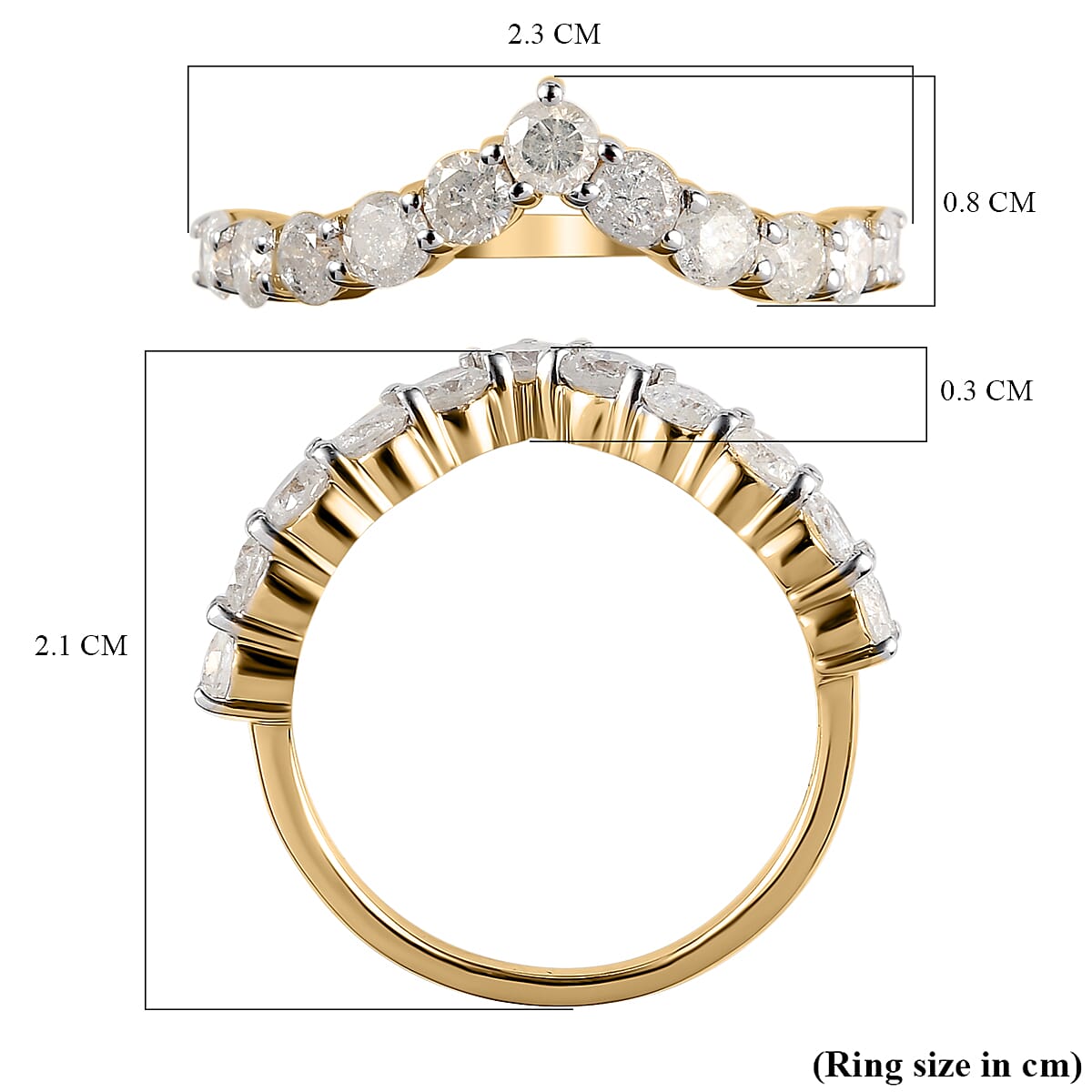 9K Yellow Gold 1 Ct Diamond Wishbone Ring SGL Certified I3 GH 7231999 10