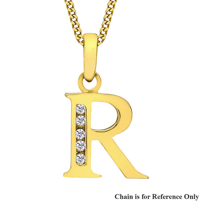 9K Yellow Gold Cubic Zirconia 10mm x 12mm R Initial Pendant 7237647 1