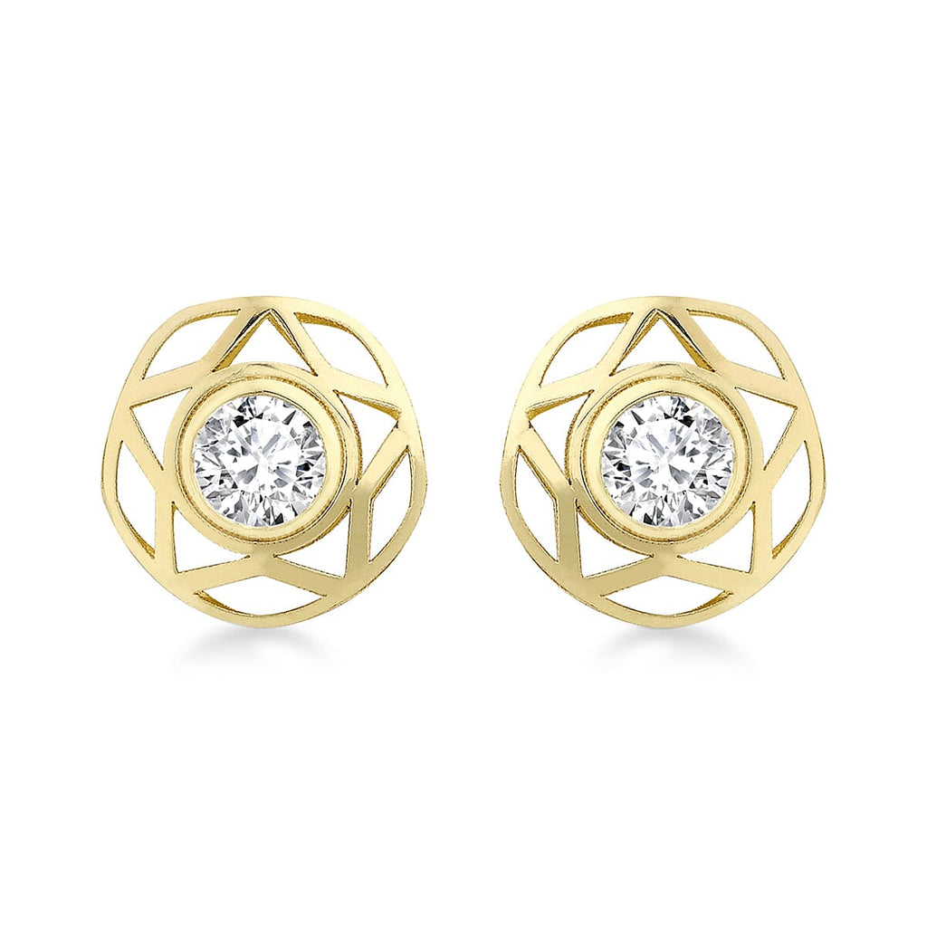 9K Yellow Gold Cubic Zirconia and 5mm x 10mm Star Stud Earrings