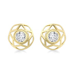 9K Yellow Gold Cubic Zirconia and 5mm x 10mm Star Stud Earrings