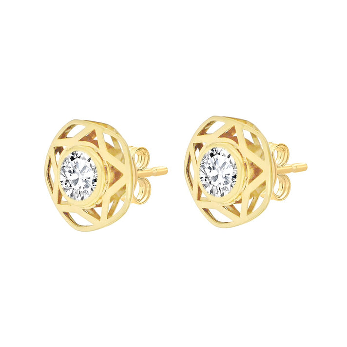 9K Yellow Gold Cubic Zirconia and 5mm x 10mm Star Stud Earrings 7078162 2