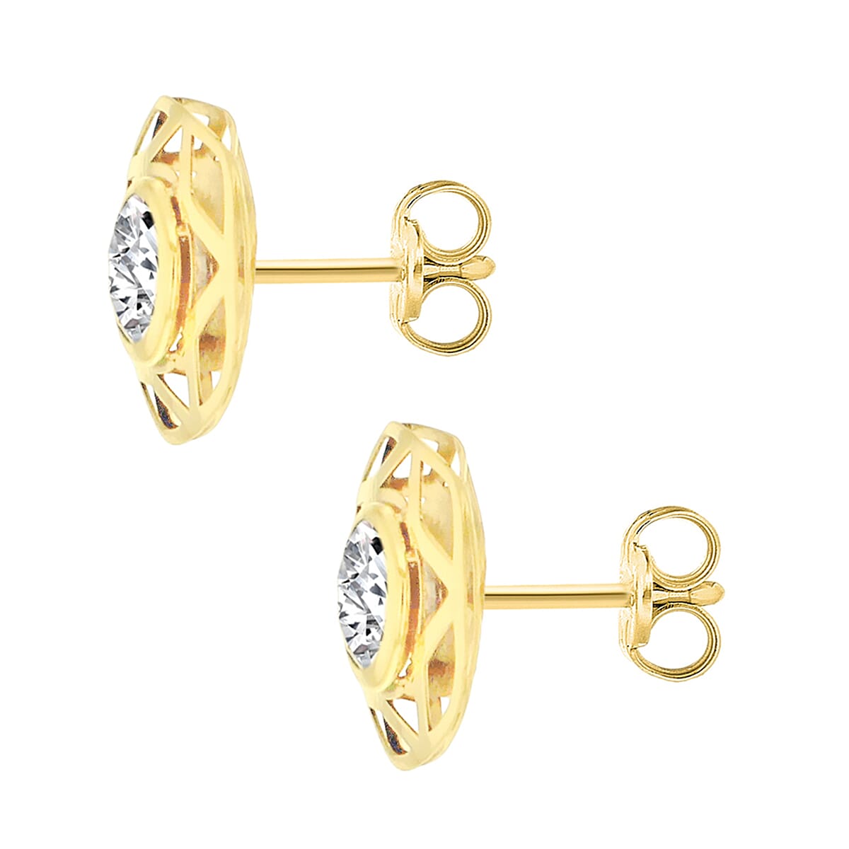 9K Yellow Gold Cubic Zirconia and 5mm x 10mm Star Stud Earrings 7078162 2