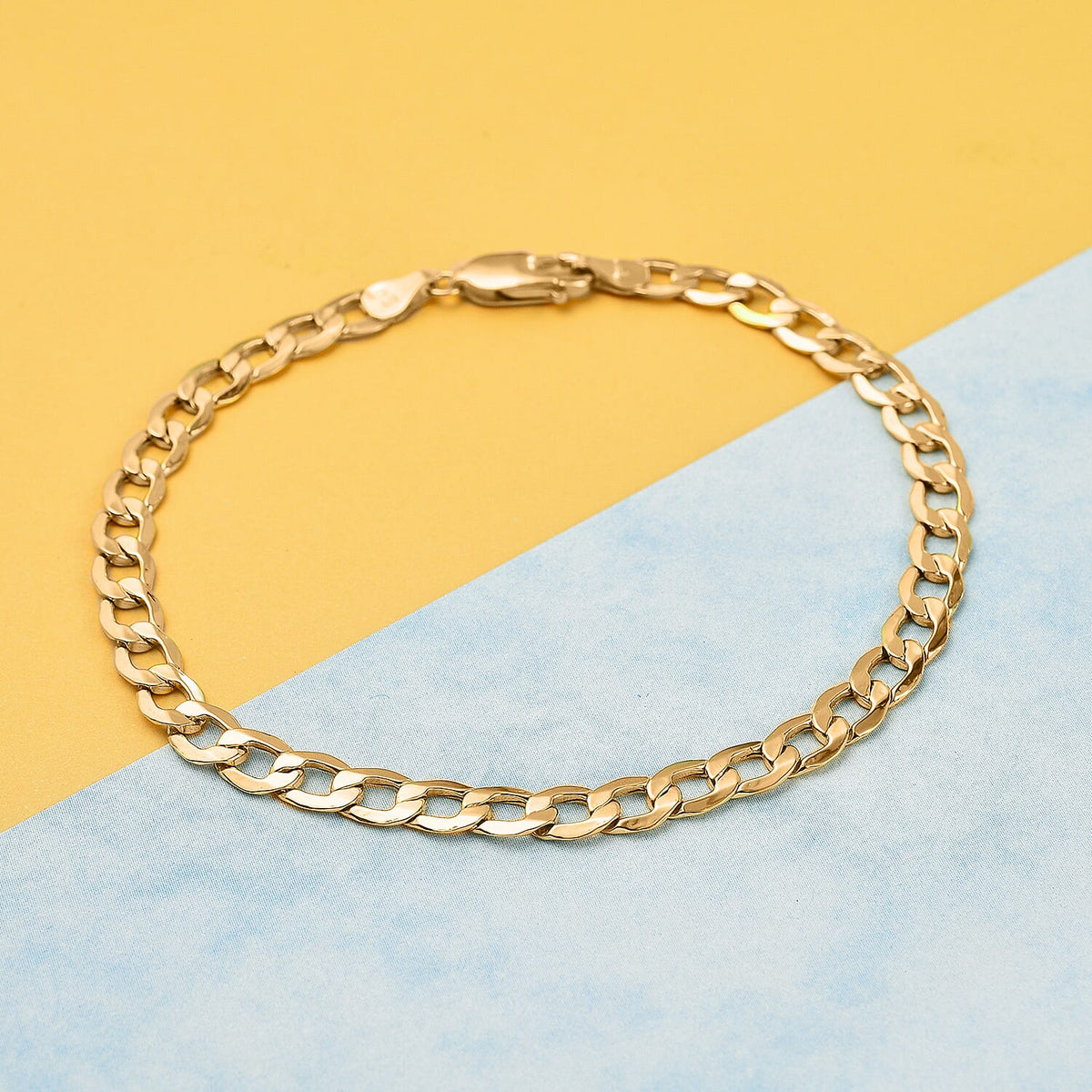 Hatton Garden Closeout - 9K Yellow Gold 5.4MM Hollow Curb Bracelet with Lobster Clasp 8.5 Inch 7628382 1