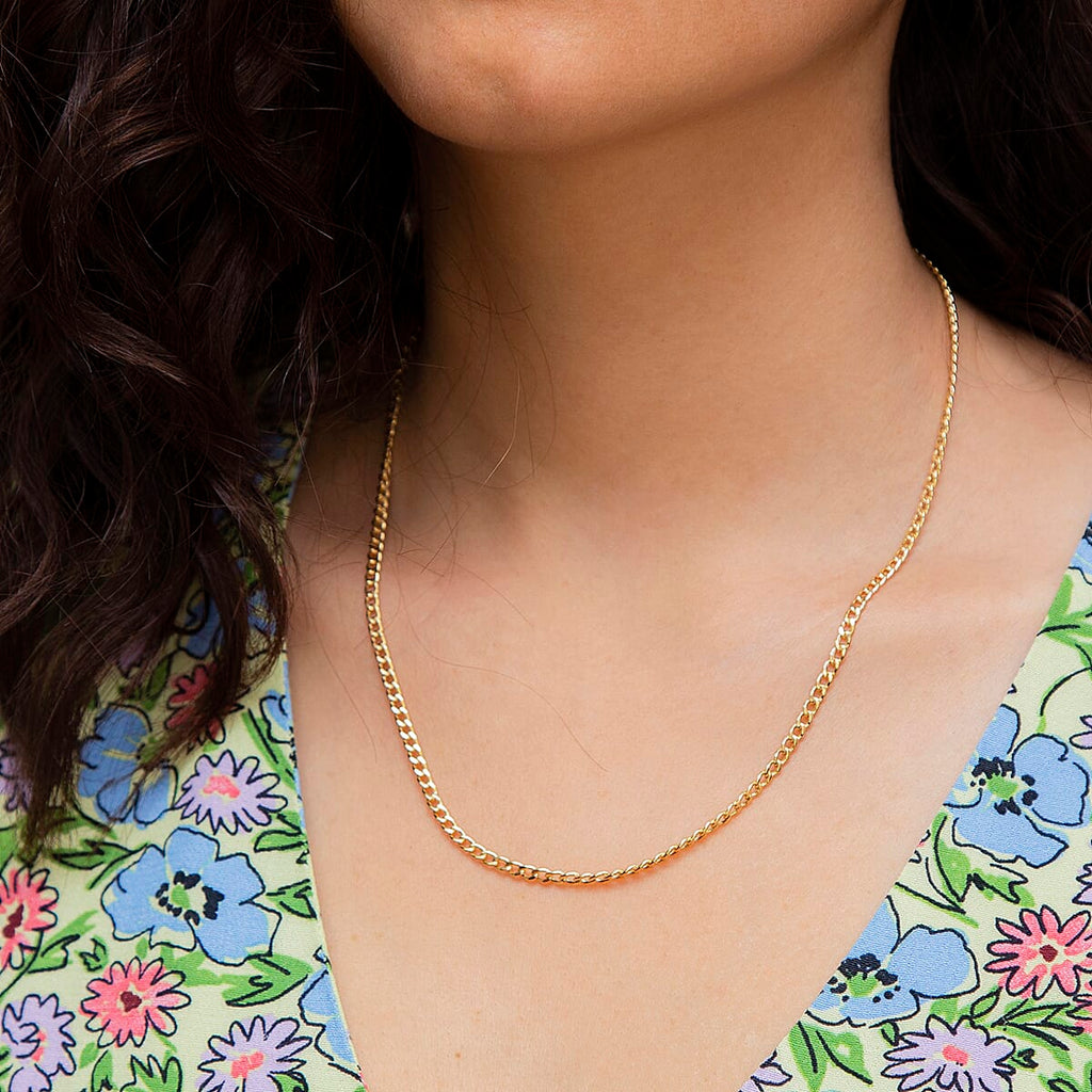9K Yellow Gold Curb Chain With Lobster Clasp (Size - 18)