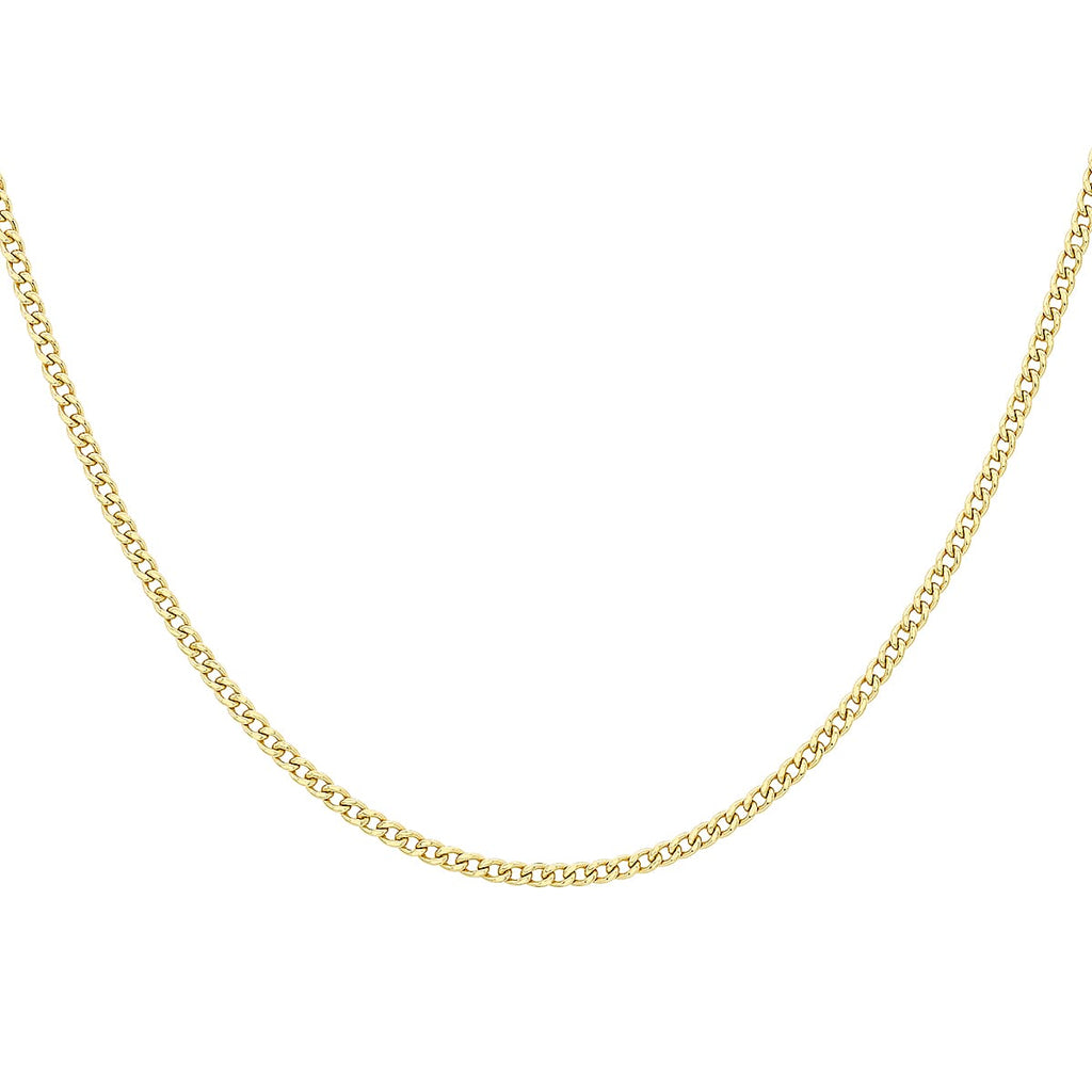 9K Yellow Gold Curb Chain With Lobster Clasp (Size - 18)