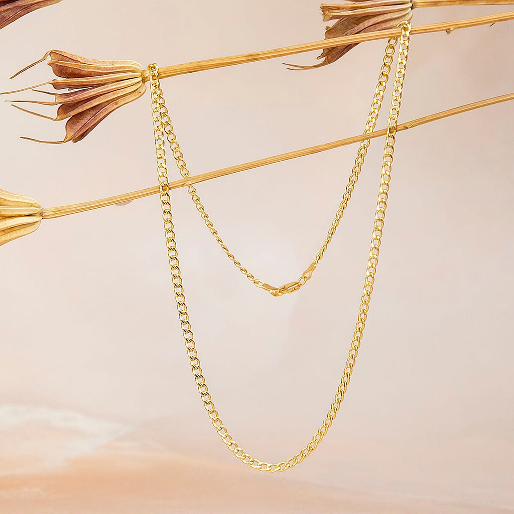 9K Yellow Gold Curb Chain With Lobster Clasp (Size - 18)