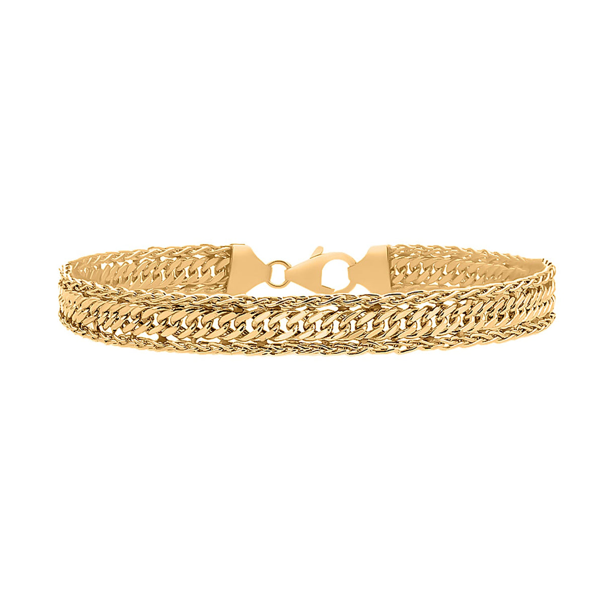 9K Yellow Gold Curb Spiga Bracelet (Size - 7) 8020815 0