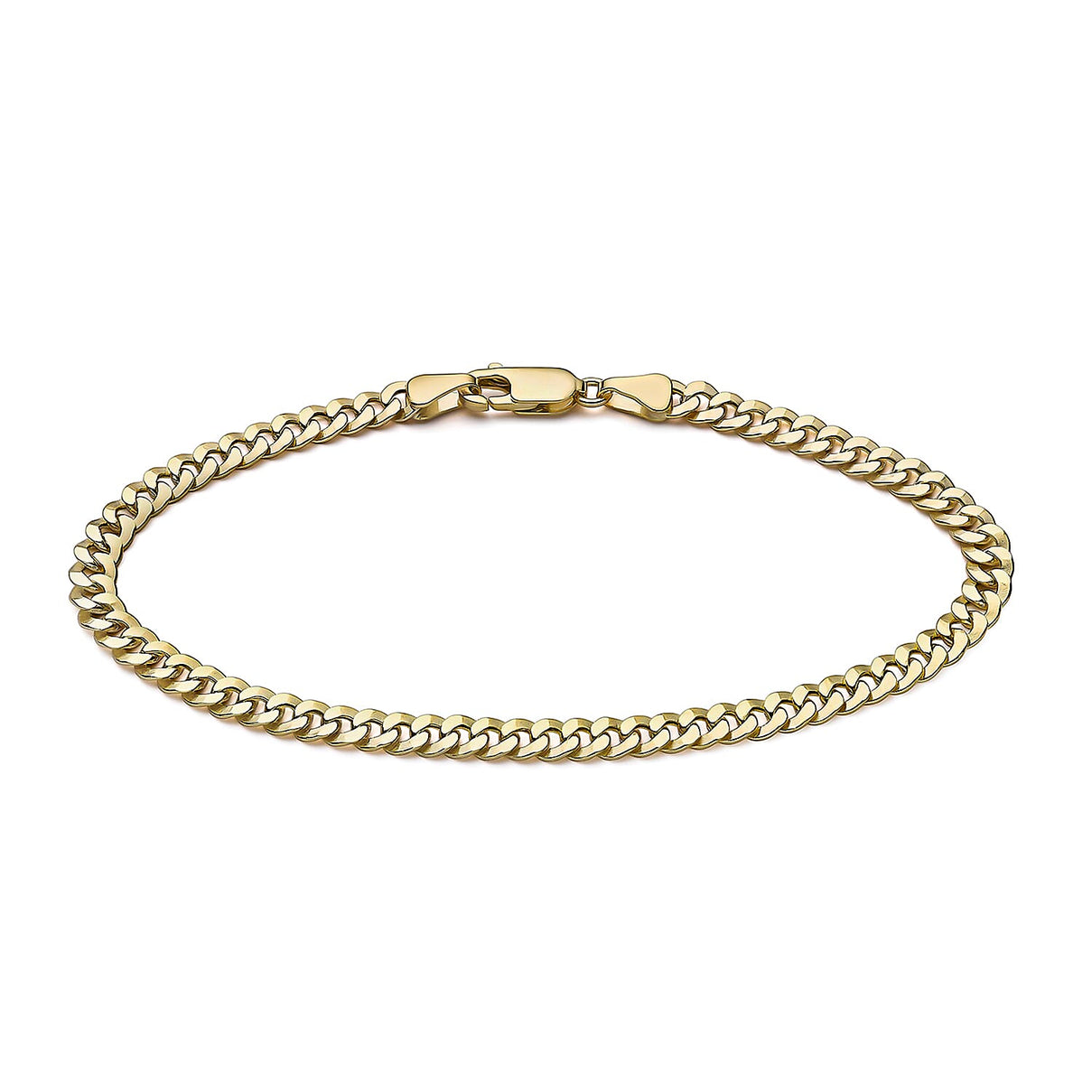 9K Yellow Gold Diamond Cut 4.5mm Round Link Curb Bracelet 7.5 Inch 8894667 0