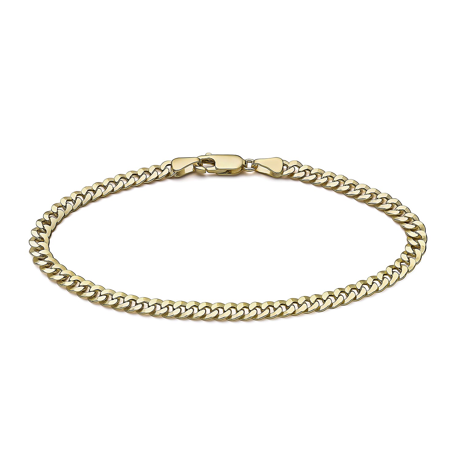 9K Yellow Gold Diamond Cut 4.5mm Round Link Curb Bracelet 7.5 Inch 8894667 0